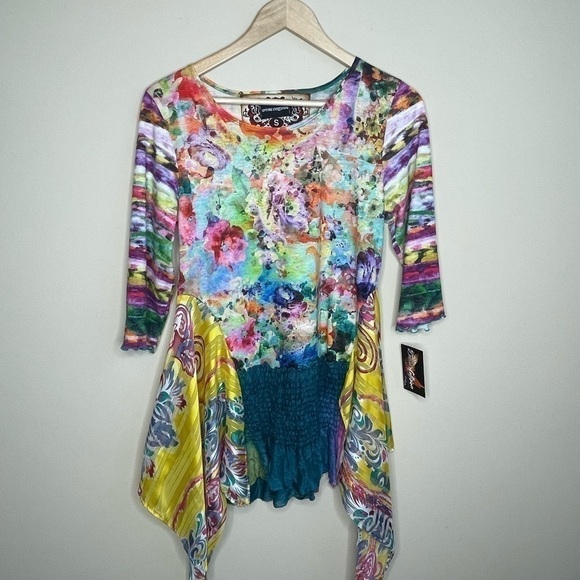DIVINE collision 3/4 sleeve multi color fabric blouse - Picture 4 of 9